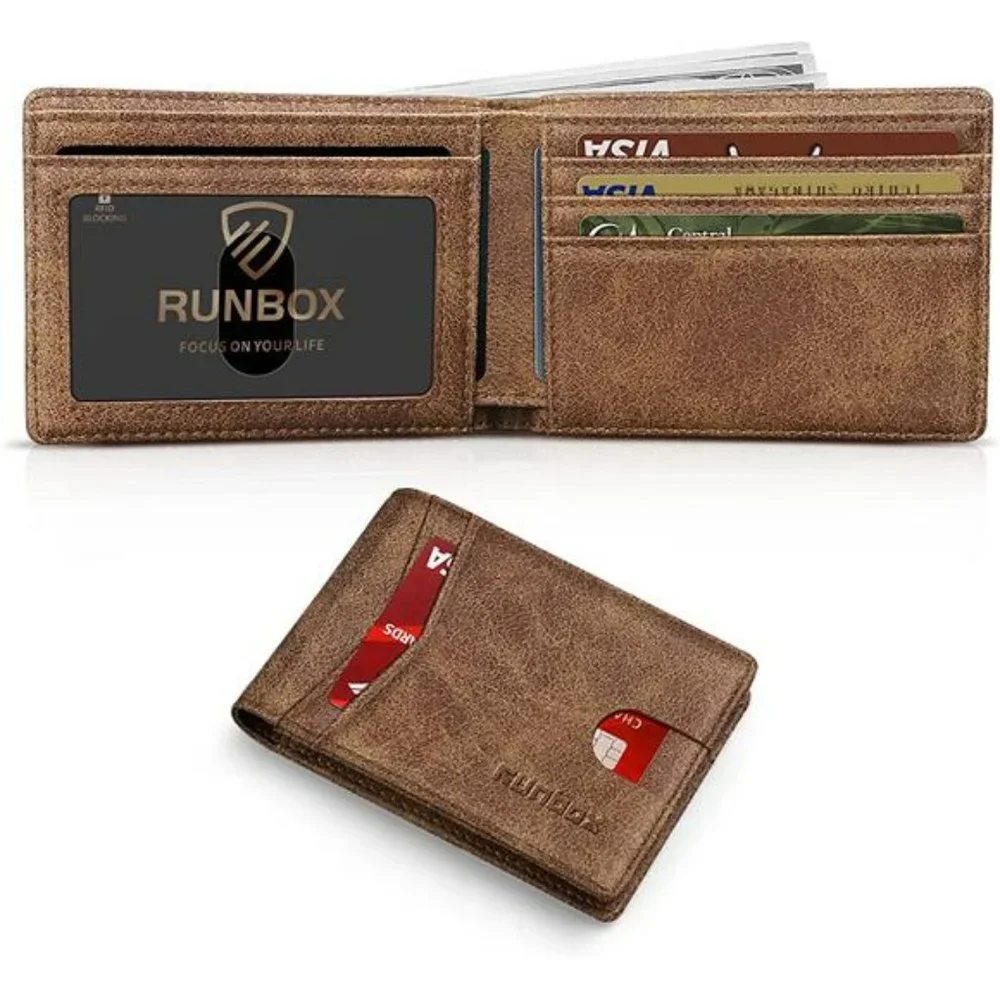 Slim Wallet for Men with RFID Blocking & Minimalist Front Pocket Wallet Leather